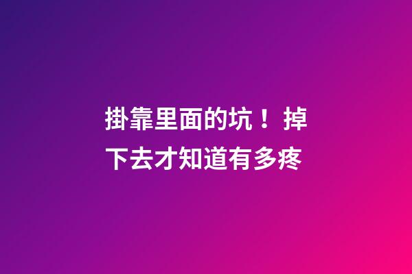 掛靠里面的坑！掉下去才知道有多疼